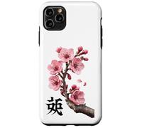 Custodia per iPhone 11 Pro Max Simbolo dell'anima dei fiori di ciliegio Rami Rosa Petali Emblema