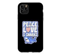 Custodia per iPhone 11 Pro Max Simbolo di pace amore e squali cuore pace