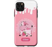 Custodia per iPhone 11 Pro Max Simpatica mucca rosa Kawaii, Strawberry Milk Girl