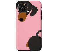 Custodia per iPhone 11 Pro Max Simpatico bassotto Peekaboo | Pink Minimal Dog Art