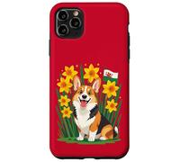 Custodia per iPhone 11 Pro Max Simpatico cane corgi tra narcisi che sostengono il Galles