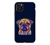 Custodia per iPhone 11 Pro Max Simpatico carlino colorato ritratto pop art proprietario di animali domestici amanti dei cani