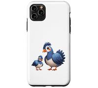 Custodia per iPhone 11 Pro Max Simpatico design blu con uccellino crestato genitore e giov