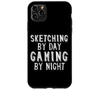 Custodia per iPhone 11 Pro Max Sketching By Day Gaming By Night Digital Artist Gamer Art