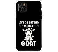Custodia per iPhone 11 Pro Max Small Animals Goat quote life is better with a Goat