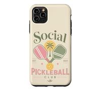 Custodia per iPhone 11 Pro Max Social Pickleball Club Retro Tramonto Palma Paddles