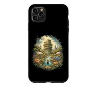 Custodia per iPhone 11 Pro Max Solarpunk Energia eolica Eco Future Nature Tech Design