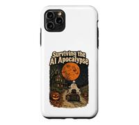 Custodia per iPhone 11 Pro Max Sopravvivere allo scheletro di Halloween retrò dell'apocalisse IA