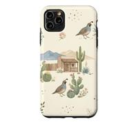 Custodia per iPhone 11 Pro Max Southwestern Ranch Bunny Uccello Cactus Paese Acquerello
