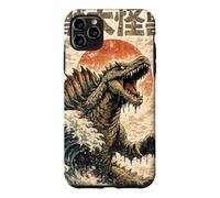 Custodia per iPhone 11 Pro Max Spinosaurus Wave Kaiju Mostro marino giapponese Woodblock Style