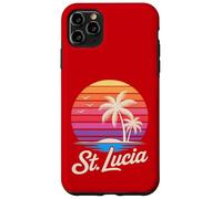 Custodia per iPhone 11 Pro Max St Lucia Caraibi Vacanza Retro anni '80 Tropicale