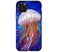 Custodia per iPhone 11 Pro Max Stained Glass Jellyfish Mosaic Art Ocean Creature