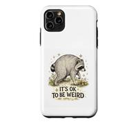 Custodia per iPhone 11 Pro Max Stay Weird Timothys Curious Raccoon Design Divertente Citazione
