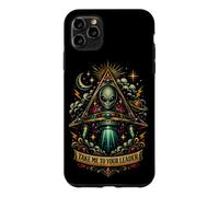 Custodia per iPhone 11 Pro Max Take Me To Your Leader Divertente Alien UFO Retro Space Adventure