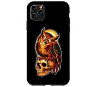 Custodia per iPhone 11 Pro Max Tatuaggio Mystic Owl Skull Full Moon - Design estetico scuro