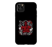 Custodia per iPhone 11 Pro Max Tatuaggio Saga Ink Rune Viking Norse Ravens Skull