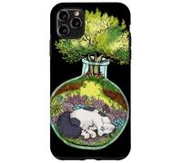 Custodia per iPhone 11 Pro Max Terrario gatto addormentato albero foresta grafica botanica