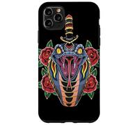 Custodia per iPhone 11 Pro Max Testa di serpente Vintage American Traditional Tattoo Style Art