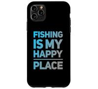 Custodia per iPhone 11 Pro Max Testo umoristico divertente pescatori pesca è il mio posto felice