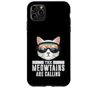 Custodia per iPhone 11 Pro Max The Meowtains Are Calling Funny Cat Ski Uomini Donne Inverno