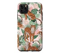 Custodia per iPhone 11 Pro Max Tiger in Tropical Palms Safari Theme