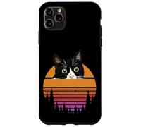 Custodia per iPhone 11 Pro Max Tuxedo Cat Retro 70s Sunset Vintage Cat Lover