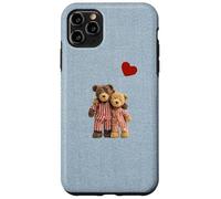 Custodia per iPhone 11 Pro Max Valentine Vintage Cute Teddy Bear Denim Nostalgico Minimal
