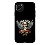 Custodia per iPhone 11 Pro Max Vintage Biker Skull Moto Rider Open Retro Road Emblem