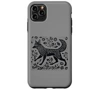 Custodia per iPhone 11 Pro Max Vintage Cottagecore Folk Art Fox Linocut dall'aspetto fresco