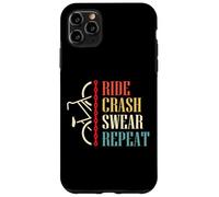Custodia per iPhone 11 Pro Max Vintage Ride Crash Swear Repeat - Funny Retro Mountain Bike