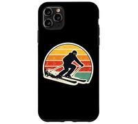 Custodia per iPhone 11 Pro Max Vintage Tramonto Sciatore Silhouette Retro Sci Amante Arte