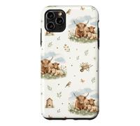 Custodia per iPhone 11 Pro Max Vitelli di bestiame delle Highland Cottagecore Campagna Farm Life