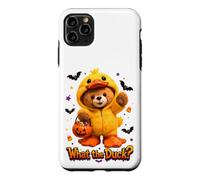 Custodia per iPhone 11 Pro Max What The Duck Halloween Teddy Bear Wearing Yeallow Duck