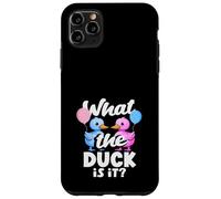 Custodia per iPhone 11 Pro Max What the Duck Is It Funny Gender Reveal Pun Palloncini