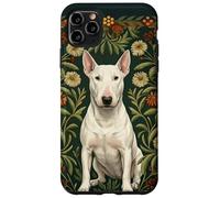 Custodia per iPhone 11 Pro Max White Bull Terrier Cane William Morris Style Floreale