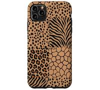 Custodia per iPhone 11 Pro Max Wild Safari Animal Patchwork Beige Pattern Collage