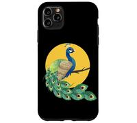 Custodia per iPhone 11 Pro Max Womens Girls Kid Beautiful Yellow Moon Elegant Peacock Lover