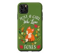Custodia per iPhone 11 Pro Max Womens Kids Fall Leaves Boho Just A Girl Who Loves Foxes