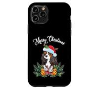 Custodia per iPhone 11 Pro Mens Womens Kids Merry Christmas Santa Cavalier Dog Mom