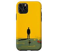 Custodia per iPhone 11 Pro Minimal Yellow Horizon Figura Solitaria Astratta Paesaggio Arte