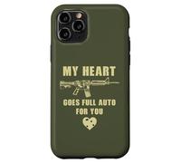 Custodia per iPhone 11 Pro My Heart Goes Full Auto For You - Funny Sarcastic Gun Humor