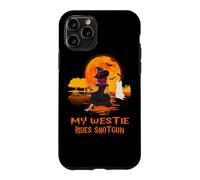 Custodia per iPhone 11 Pro My Westie Rides Shotgun Dog Witch Funny Halloween Costume