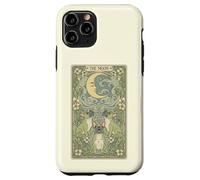 Custodia per iPhone 11 Pro Mystical Pug Howling at The Moon Tarocchi Card Art Dog Amante