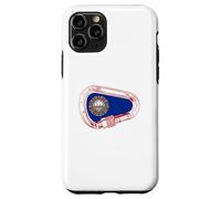 Custodia per iPhone 11 Pro New Hampshire Flag Rock Climbing Moschettone