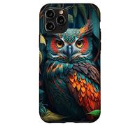 Custodia per iPhone 11 Pro Night Horned Owl Nocturnal Spotted Owls Hoot Barn Bird