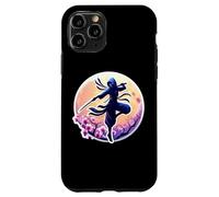 Custodia per iPhone 11 Pro Ninja Silhouette Moonlight Cherry Blossoms Giapponese Samurai