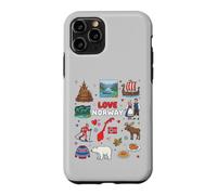 Custodia per iPhone 11 Pro Norvegia Heritage Travel Collage con icone culturali nordiche