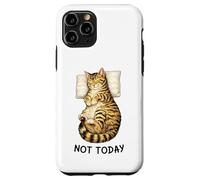 Custodia per iPhone 11 Pro Not Today Lazy Sleeping Tabby Cat Meme Funny Morning Mood