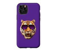 Custodia per iPhone 11 Pro Occhiali da sole viola a righe tigre per bambini, ragazzo, ragazza