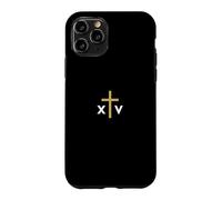Custodia per iPhone 11 Pro Papa Leone XIV numero romano con Croce sottile Gesù